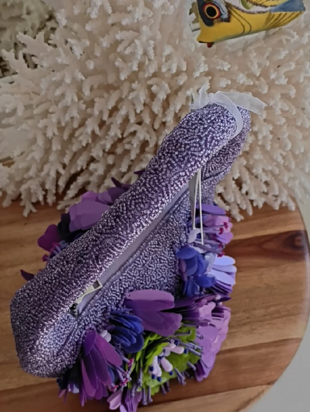 Lavender Floral Beaded Women’s Handbag ❤️NWT❤️ - Picture 4 of 11